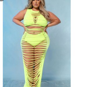 Endless Summers With You Cover Up Dress - Neon Yellow
